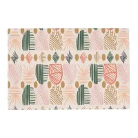 Caribbean Tribal Mudcloth: Boho Dark Green, Pink Placemat