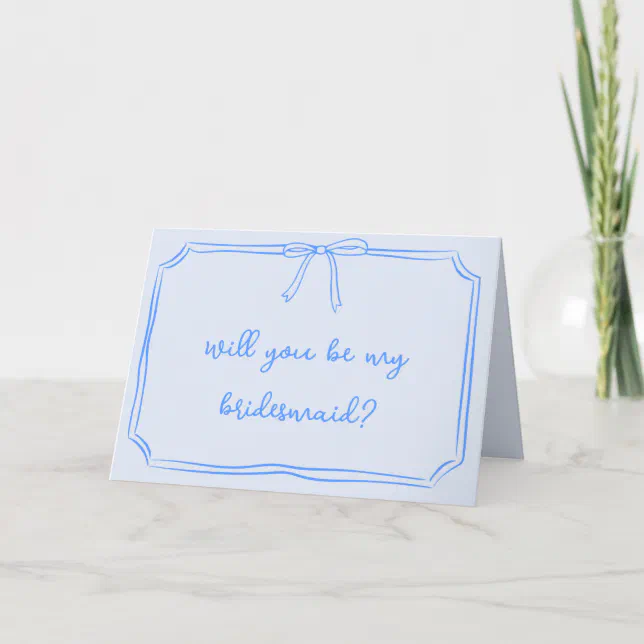 Handwritten Coquette Bow Bridesmaid Proposal Card