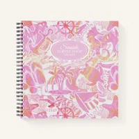Nautical Beach Collage Hot Pink ID840 Notebook