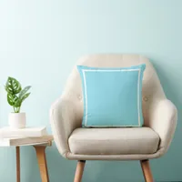 Solid sky blue White Border Throw Pillow