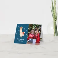 Funny Festive Llama Pun Photo Folded Holiday Card