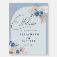 Calligraphy Boho Dusty Blue Pampas Wedding Welcome Foam Board