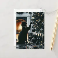 Cute Yule Black Cat Postcard