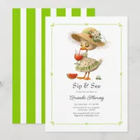 Preppy Cottagecore Sip & See Duckling Baby Shower Invitation