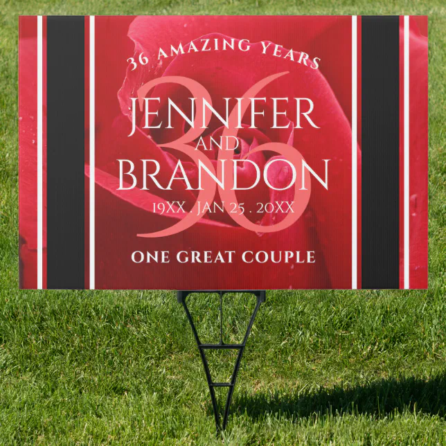 Elegant 36th Rose Wedding Anniversary Celebration Sign