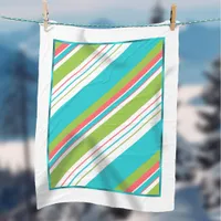 Magical Christmas Diagonal Stripes Teal ID441 Fleece Blanket