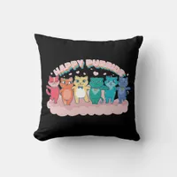 Happy Purride Rainbow LGBTQ Cats  Throw Pillow