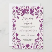 Mexican Purple Floral Romantic Aesthetic Wedding Invitation