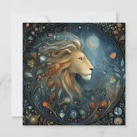 Leo Lion Zodiac Astrology Celestial Birthday Card