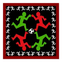 Soccer Players Running to the Ball Pattern Poster