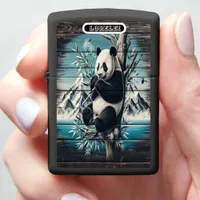 Panda's Treetop Sanctuary: Bamboo Munch Zippo Lighter