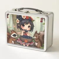 Chibi Fairy Eating Blackberries with Forest Friend Metal Lunch Box