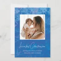 In My Era Our First Christmas Pine Snow Blue Holiday Card