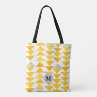 Yellow Initial Watercolor Triangle Pattern Tote B