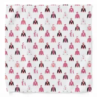 Pink Horse Jockey Silks Pattern on White Bandana