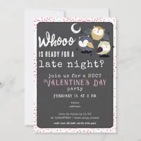 Valentine's Day Party Late Night Owl Themed Invitation