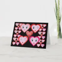 Valentines Love Candy Hearts and Faces Card