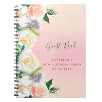 30th birthday pink rose gold florals Guest Book
