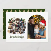 Woodland Hedgehog Family Cozy Forest Christmas Holiday Card