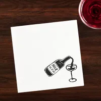 Whimsical Hand Drawn Custom Wine Bottle Wedding Napkins