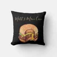 Cheeseburger Man Cave Throw Pillow