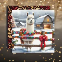 Vintage Farm and Cute Llama Christmas  Card