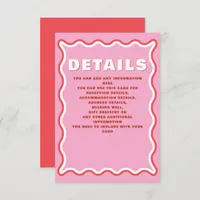 Retro Squiggle Wavy Curve Red Orange Wedding  Enclosure Card