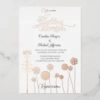 Elegant Timeless Soft Gold Floral Minimalism Foil Invitation