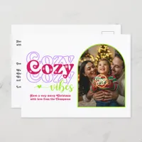 Sugarplum Dream Cozy Vibes Retro Christmas Photo Holiday Postcard