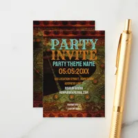 Boho Grunge Guitar Music Party Invite Card