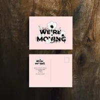 New Address | Floral Pink | Moving Announcement Postcard