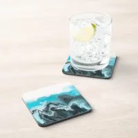 Aqua Blue Marble  Beverage Coaster