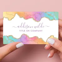 Rainbow Gold Watercolor Agate Business Card