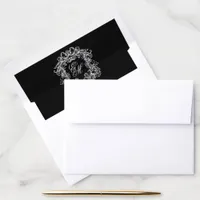 Elegant Monogram Crest Black Wedding Envelope Liner