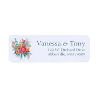 Pink and Orange Floral Bouquet Return Address Label