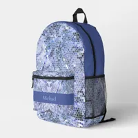 Elegant ice blue mosaic, modern custom printed backpack