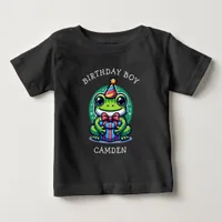 Cute Frog Themed Boy's Birthday Boy Personalized Baby T-Shirt