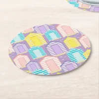 Pastel Striped Beach Hut Coasters