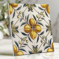 Vintage Italian Lemon Citrus Botanical Pattern Ceramic Tile