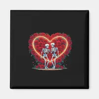 Skeleton Couple Holding Hands Inside A Heart Of Ro Magnet