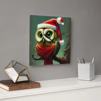 Cute Victorian Santa Owl Christmas Square Wall Clock