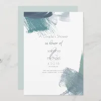 Couple's Shower | Modern Teal Brushstrokes Invitation