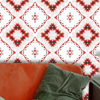 Moroccan Red Light Gray Black Mosaic Wallpaper