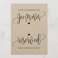 Rustic Calligraphy Reserved Sign Tent (Kraft) Invitation