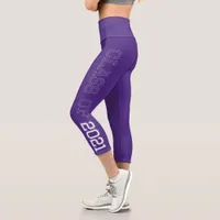 Class of 2021 Purple High Waisted Capris Leggings