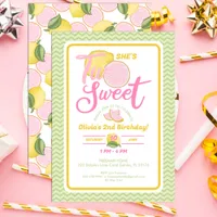 Two Sweet Lemon 2nd Birthday Invitation