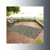 Green & Brown Persian Pattern | Outdoor Rug