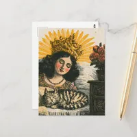 The Cute Adorable Sleepy Queen and her Cat Postcard