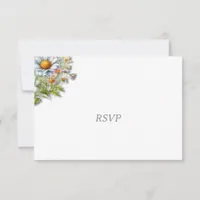 Watercolor Wildflowers Bee Wedding RSVP Card