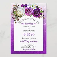 Purple Rose Lavender  Floral Wedding Invitations